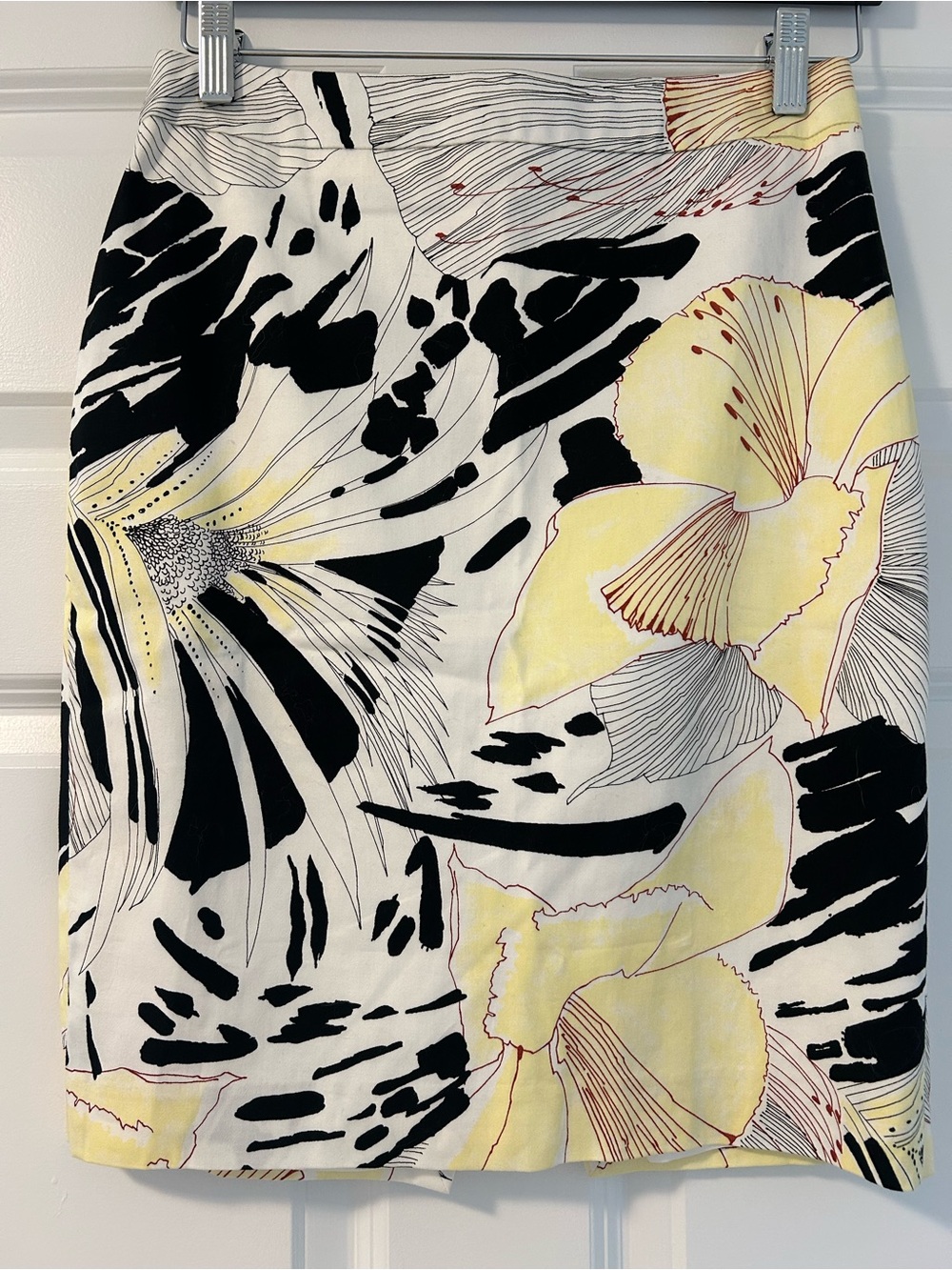 Elie Tahari Floral Print Yellow & Black Pencil Skirt